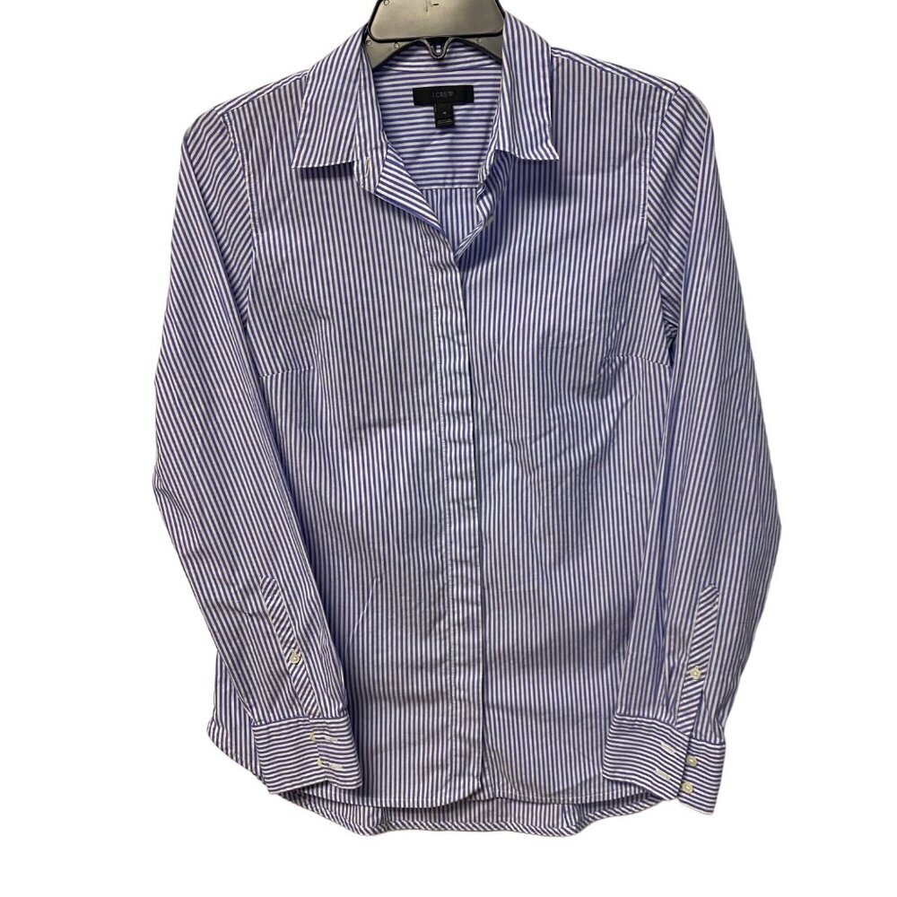 J CREW LONG SLEEVE striped BUTTON TOP‎ SIZE 4